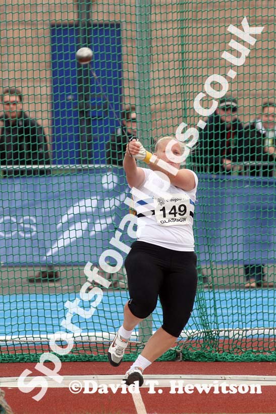 Susan McKelvie winner of the hammer at the Scottish Championships, Scotstoun  Stadium, Glasgow.